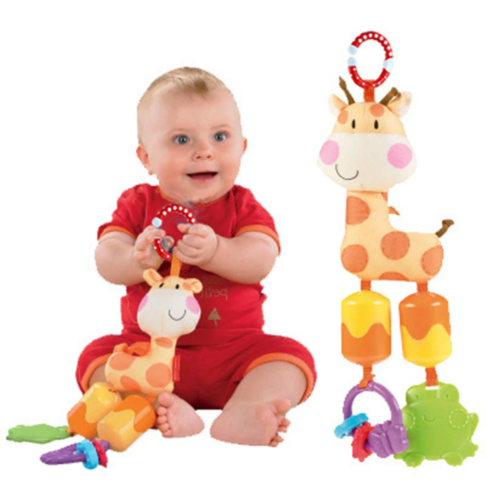 Cute Kawaii Giraffe Wapiti Zebra Doll Pram Decor Windbell Tooth Gum Juguetes Intelligence Development Toys for Baby 0-12 Months