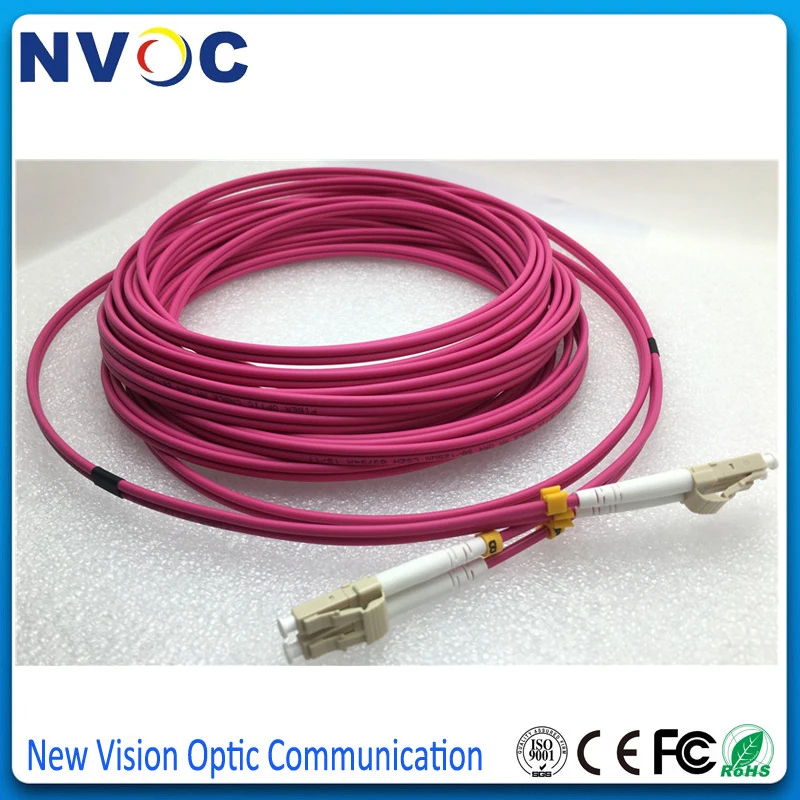 Imagem -02 - Medidor mm Om4 dx 3.0 mm Lszh Jaqueta Rosa Lc-lcupc Cabo de Remendo de Fibra Óptica Zip-cord Lc-st fc sc Duplex mm 10m Cabo de Ligação em Ponte 10 Peças 10