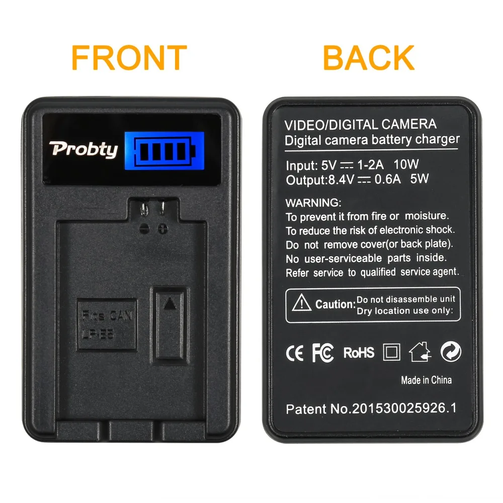 PROBTY 1 pz LP-E5 LP E5 batteria digitale + caricatore USB LCD per Canon 450D 500D 1000D Kiss X2 X3 F Rebel XSi Xli XS fotocamera