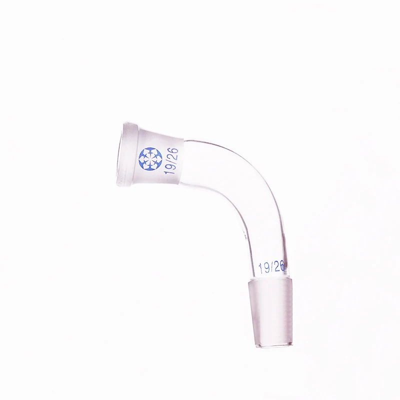 FAPE 105 degrees elbow, Female 19/26, Male 19/26, Standard mouth receiving tube, Frosted tail, Borosilicate glass