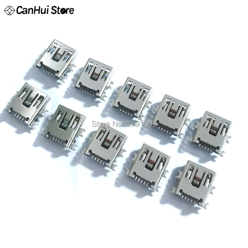 10pcs Mini USB 5pin Female Socket Connector 4foot for Tail Charging Mobile Phone Data Interface Broken Plate USB Female Seat MP3