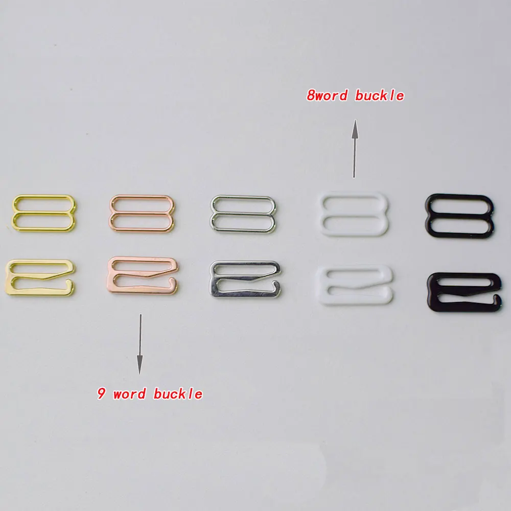 Wholesale 10 sets / Nylon Coated Lingerie Figure 8 shape and 9 shape metal bra hooks and sliders bra strap fasteners 5 color