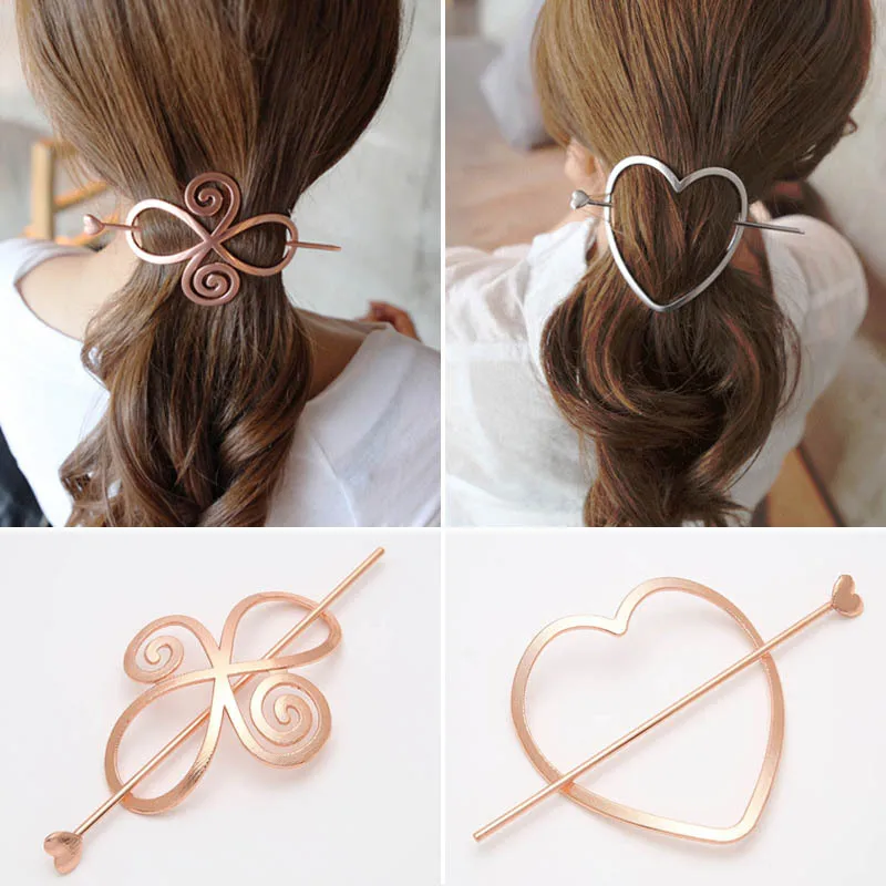 Fashion simple geometric metal love stars round hairpin insert comb hairpin hairpin hair comb hair accessories