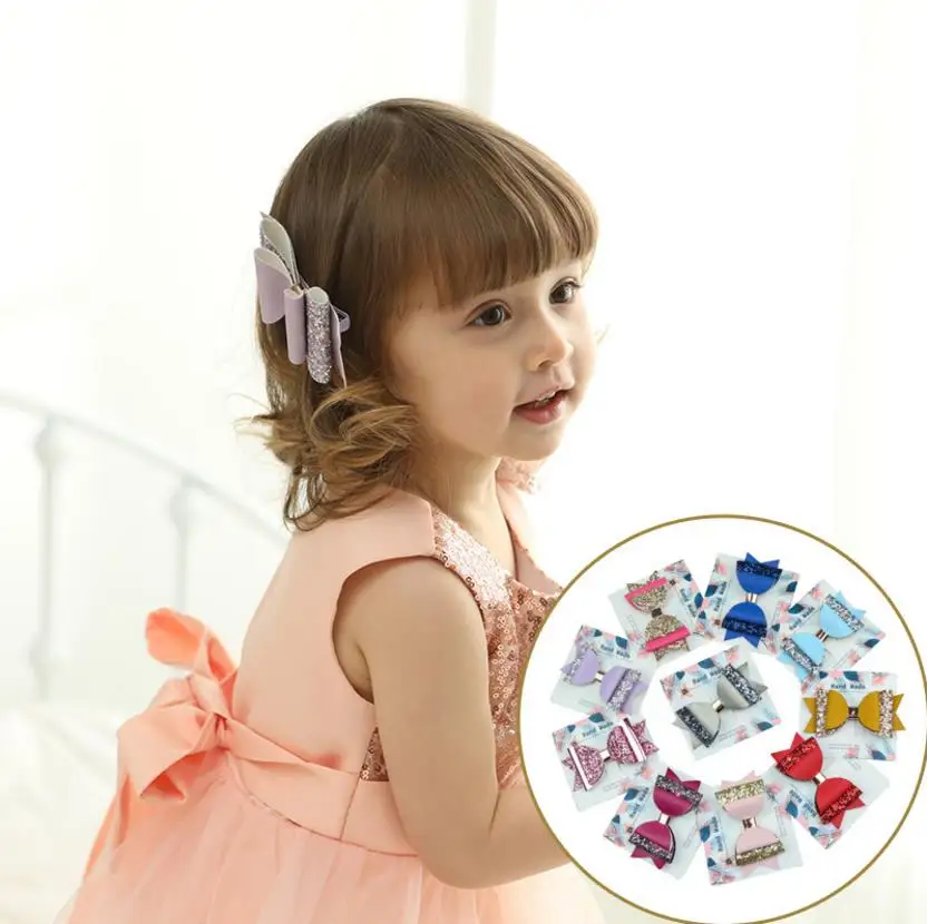 

2pcs Double Layer Glitter Hair Bows Bowknot Girls Hairpins Party Hair Clips barrettes Princess Hair Accessories Headwear J37