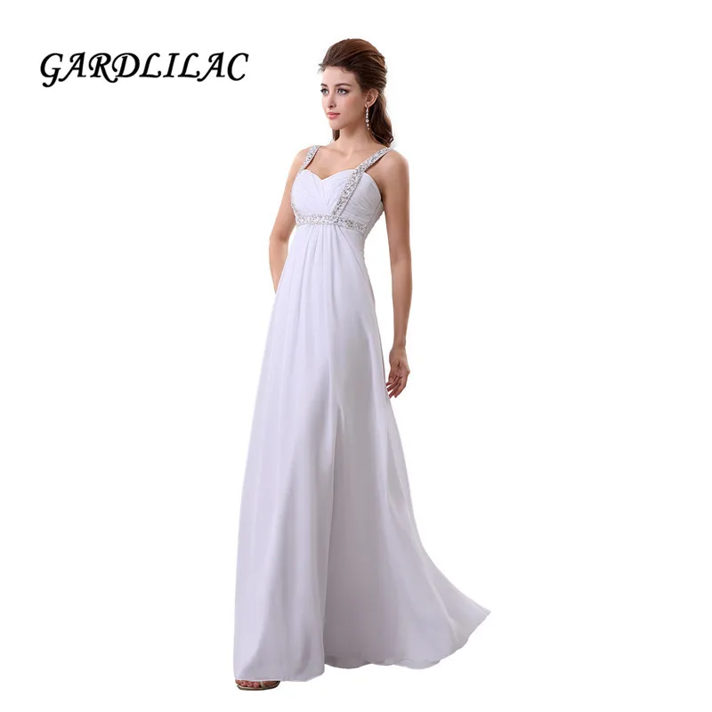 2019 Nova Cintas de Espaguete Branco Praia Vestidos de Casamento 2019 Chiffon Plus Size vestido de Noiva Vestido Longo do Baile de finalistas com Cristal