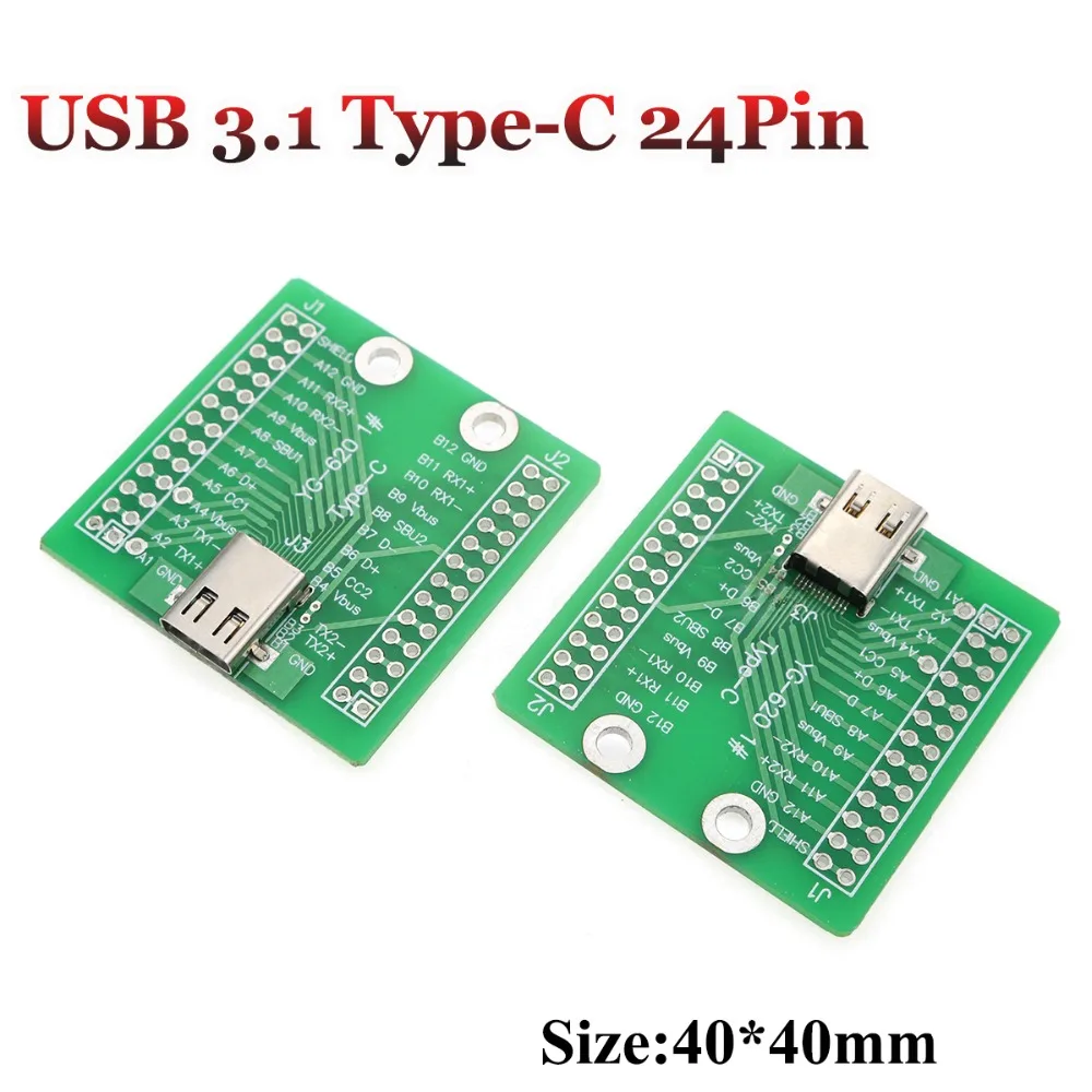 YuXi USB3.1 / USB 3.1 Type-C Connector 24P 24Pin Female Socket Test Board With PCB Board 12P+12P