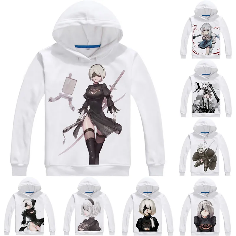 Coolprint Anime Hoodies Nier Automata NieR 3D Hoodies Multi-style Long Sleeve Hooded Character 2B YoRHa 9S Cosplay Sweatshirts