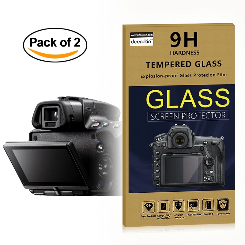 2x Self-Adhesive 0.25mm Glass LCD Screen Protector for Sony Alpha SLT A33 / A35 / A55 Digital SLR Camera