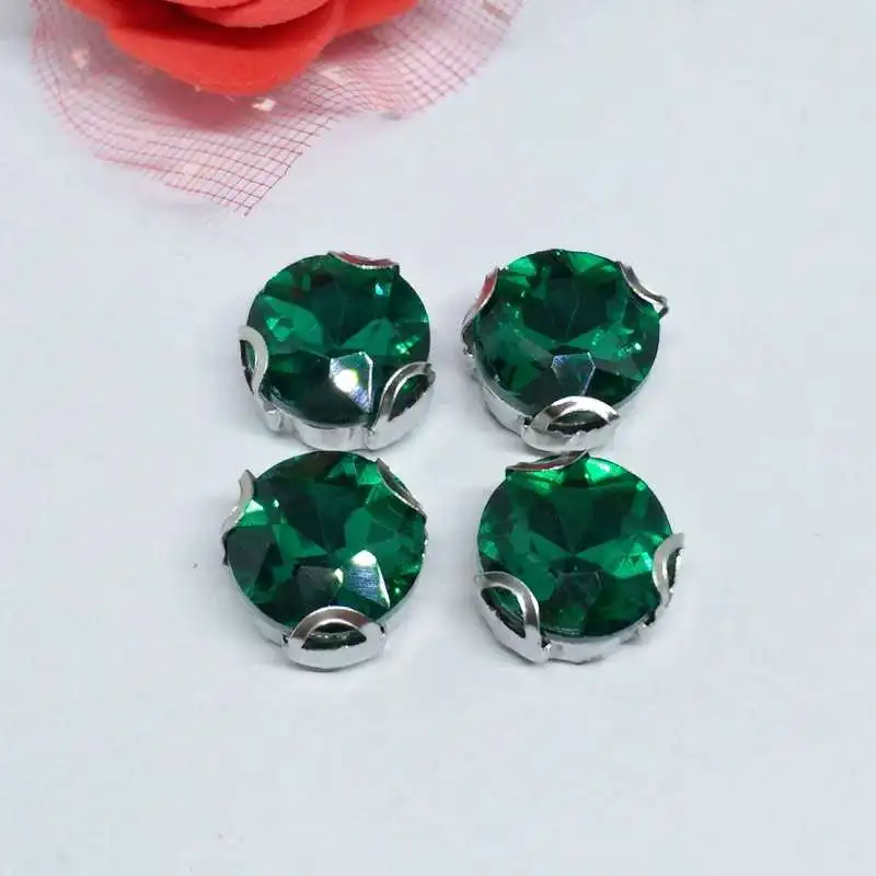 The Stone Flower Malachite green Crystal Glass Sewing Rhinestones with D Shape Claw DIY Jeans Woman and Wedding Dresses