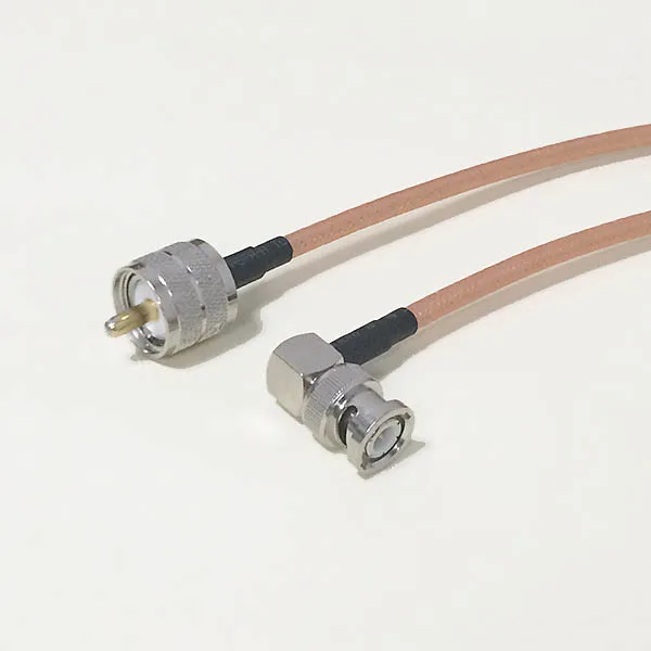 

UHF Male Plug PL259 Switch BNC Right Angle Male Pigtail cable RG142 50CM 20" High-quality low-attenuation