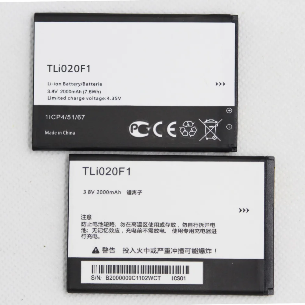 20pcs 2000mah Internal Phone Battery TLI020F1 for TCL J720T J726T Alcatel One Touch Pop 2 5042d C7 7040 OT-7040 OT-7040D replace