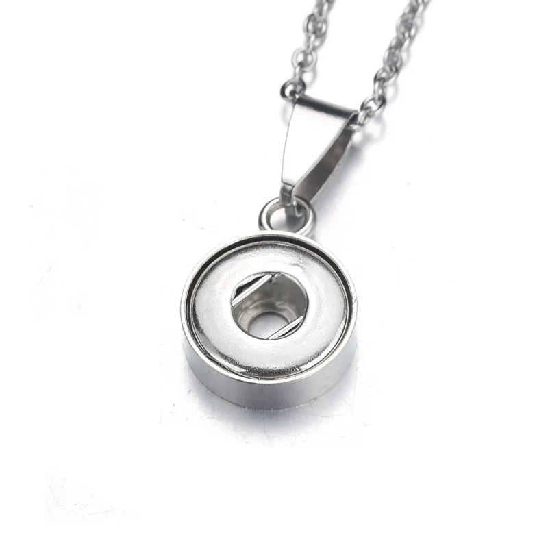 Stainless Steel Snap Button Jewelry Pendant Necklace with Link chain Fit 18mm&12mm Snap Necklace Jewelry Women 2290