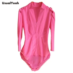 New  Fashion Women OL V neck Sexy Body Shirt Chiffon Three Quarter Body Blouse Shirts S-XXL SY0127 White, dark pink, apricot