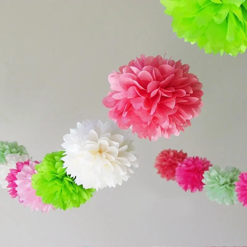 Sales Promotion 8\'(20cm) 1pcTissue Paper Pom Poms Wedding Party Decor Paper Flower For Wedding Decoration /Garden Supplies