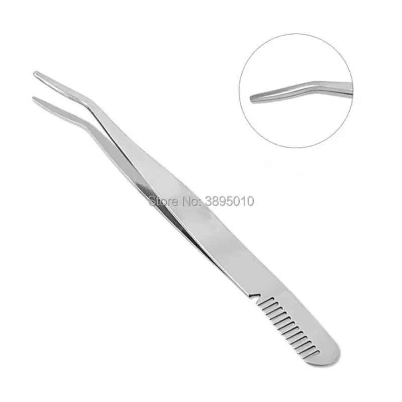 Pince à épiler avec brosse à sourcils, en acier inoxydable, pour Extension de cils, F1120