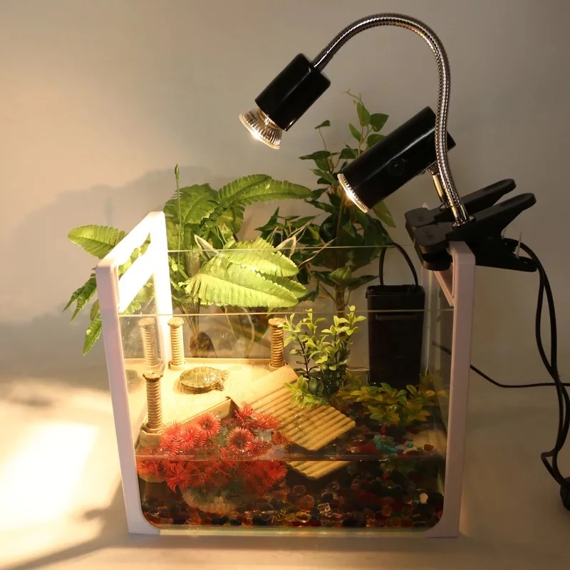 Лампы с регулируемой температурой ЕС США UVA + UVB 3,0, Нагреватель черепахи, рептилий, кальция, солярий, нагреватель, термометр, аквариум