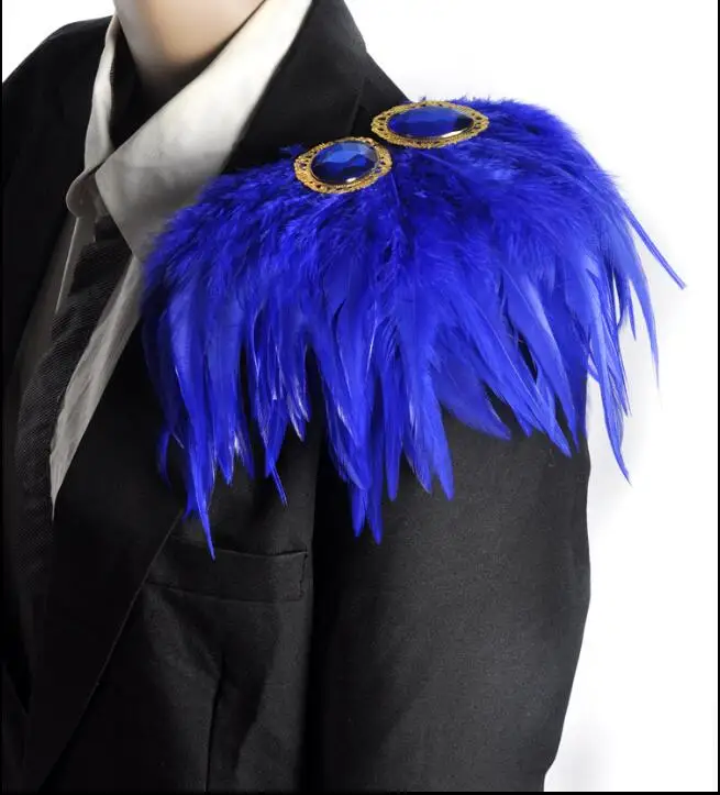 Epaulette Feathers Stage Accessories Host Shoulder Mark Flower Dj Dance Stage Men