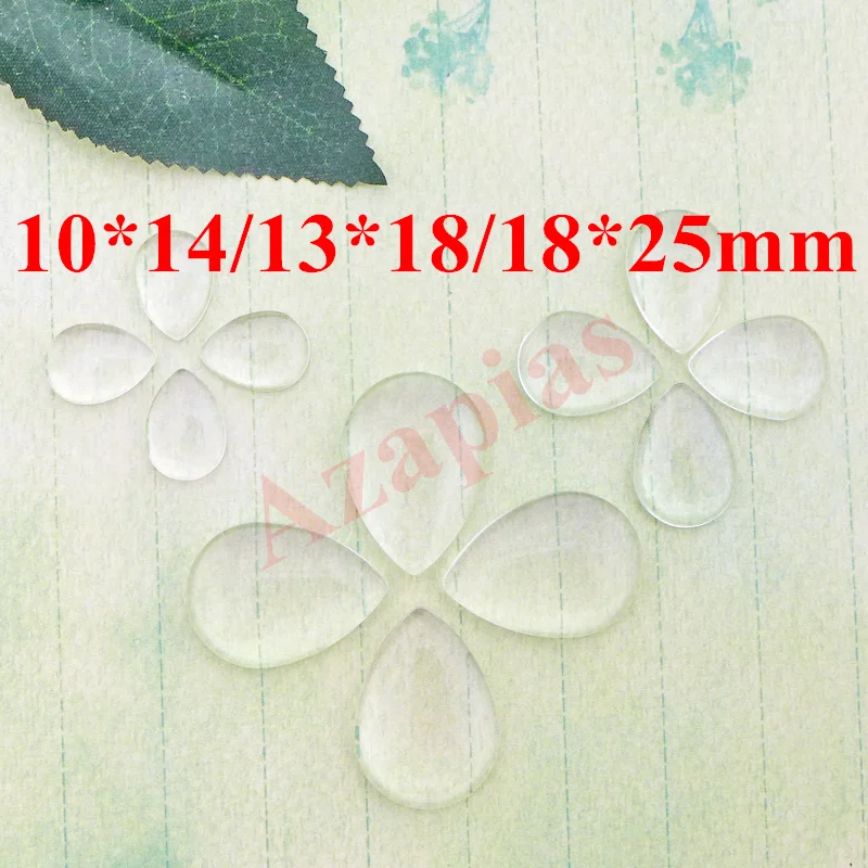 Free shipping 10x14/13x18/18x25mm 3 sizes clear domed magnifying tear drop shape glass cabochons,photo jewelry pendant inserts