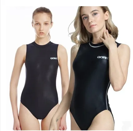 Nuovo costume da bagno femminile professionale in Spandex costume da bagno sportivo da competizione costume da bagno Sexy aderente nero