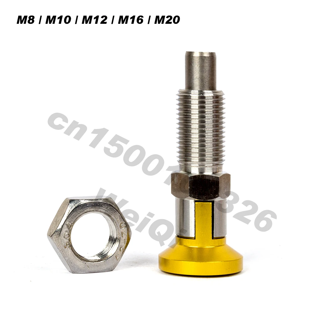 Indexing plungers ,yellow aluminum  knob ,rest positon ,fine thread M16*1.5,pin dia 10mm