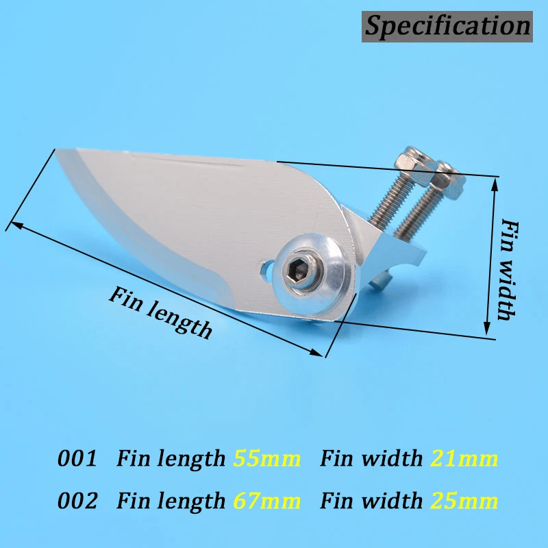 CNC Machined Adjustable Aluminum Turn Fins High Precision Turn Fins 55/67mm Length For RC Boat