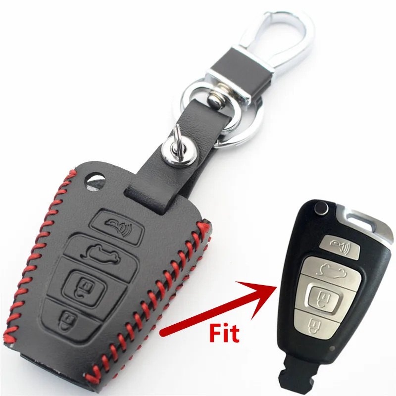 FLYBETTER Genuine Leather 4Button Remote Key Case Cover For Hyundai Veracruz Car Styling  L500