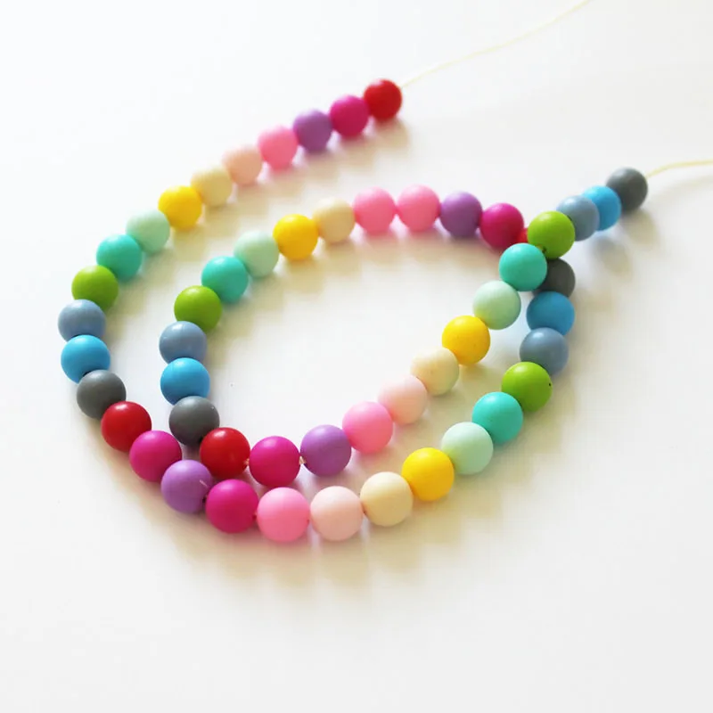 50 Pcs Round Bead Silicone Teething Beads 12 mm Baby Teether Toys Diy Bpa Free Teethers Beads Nurse Necklace 23 Colors