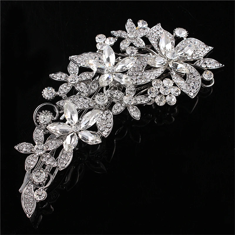 

Large Crystal Hair Comb Wedding Jewelry Flower Rhinestone Tiaras Beautiful Shiny Hairpins Bride Hair Accessories 2018 New FW002