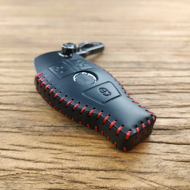 Genuine Leather Car Key Case Cover For Mercedes W203 W210 W211 NEC W204 C E S Classe Smart Car Keychain For BGA Key