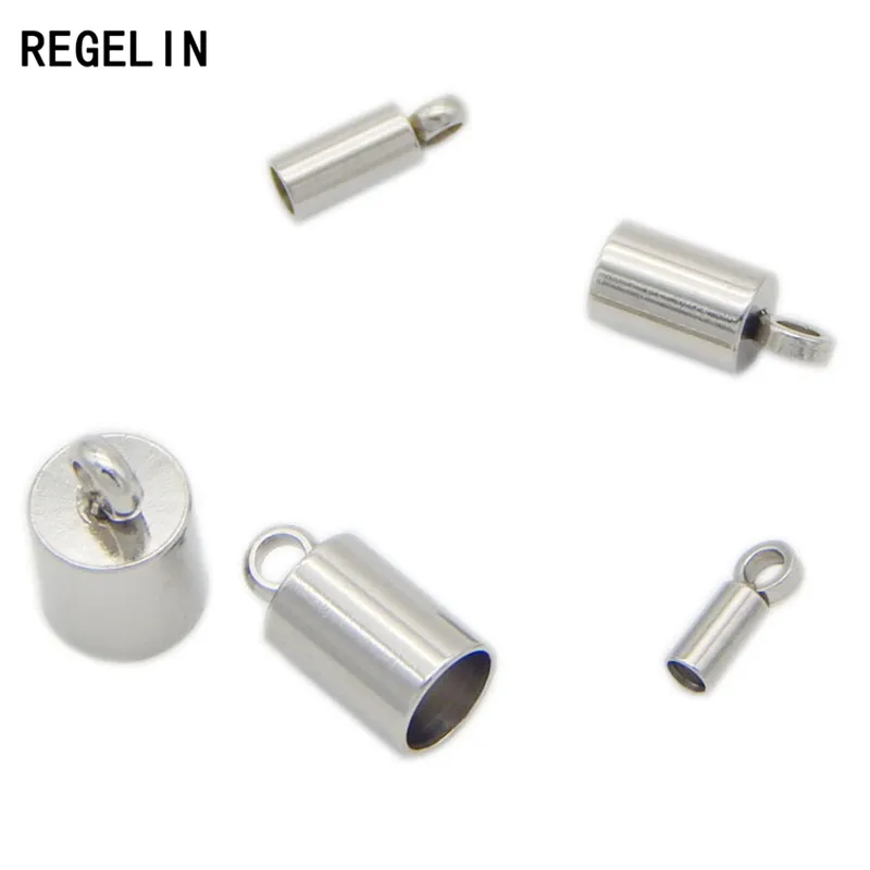 

REGELIN Stainless Steel End Caps Silver Tone Tassel Leather Cord Caps End Clasps Connectors DIY Jewelry 1.5/2/2.5/3/4/5/6/8mm