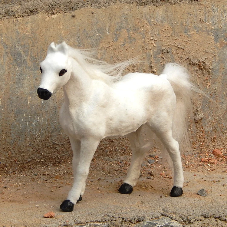white simulation horse toy polyethylene&furs horse model horse doll gift about 30x23cm 1968