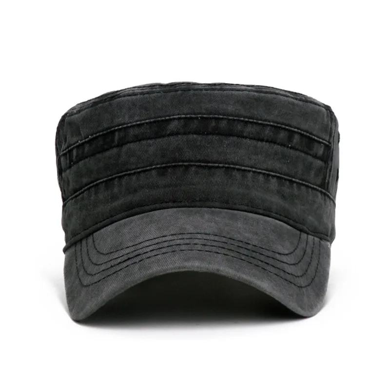 Washed Denim Black Cap For Men Cotton Flat Hat Outdoor Casual Dad Hats Adjustable Women Baseball Caps Male Dropshipping