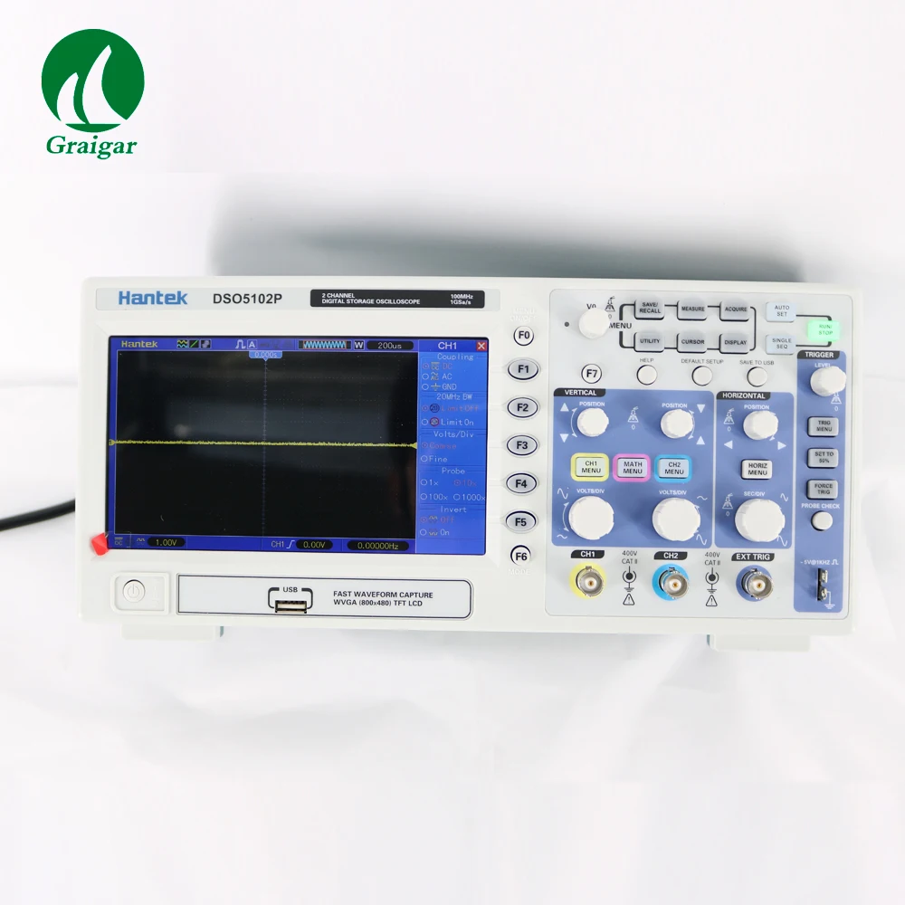 Hantek Scopemeter 2 Channels Digital Storage Handheld Oscilloscope DSO5102P 1GSa/s Real-time Sample Rate 100MHz Bandwidth