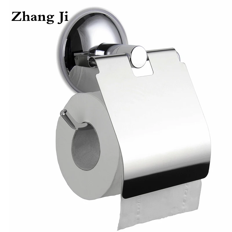 Zhangji Stainless Steel Heavy Duty Toilet Paper Holder Wall Mounted Bathroom Fixtures Silver Color Wc Suction Roll Paper Holders