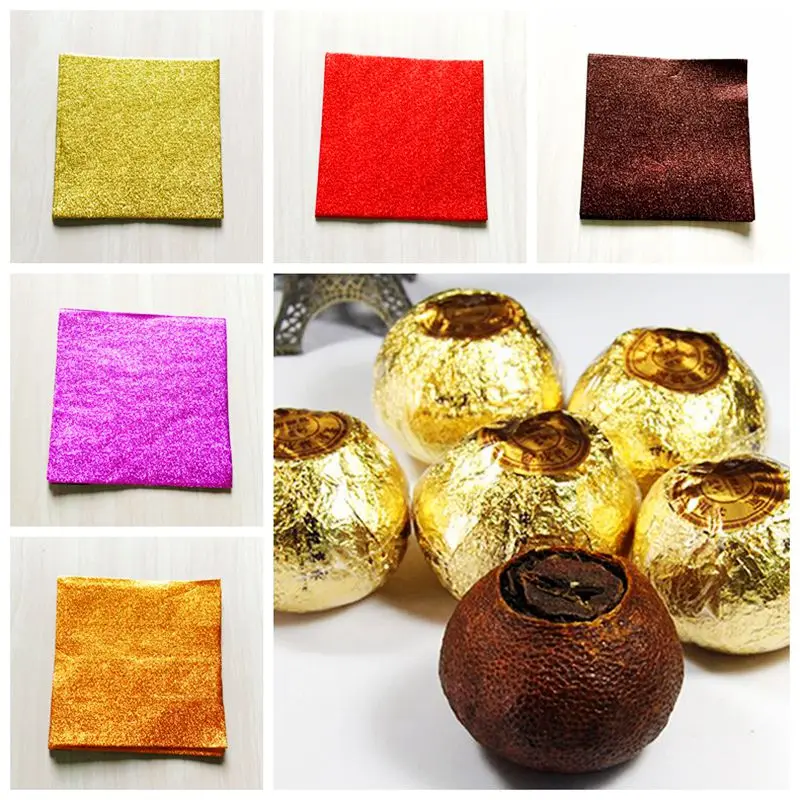 (400pcs/lot)New Arrive Chocolate Package Tin Foil Baking Paper 5 Colours Candy Sugar Tea Wrapping Paper Decoration 9cm