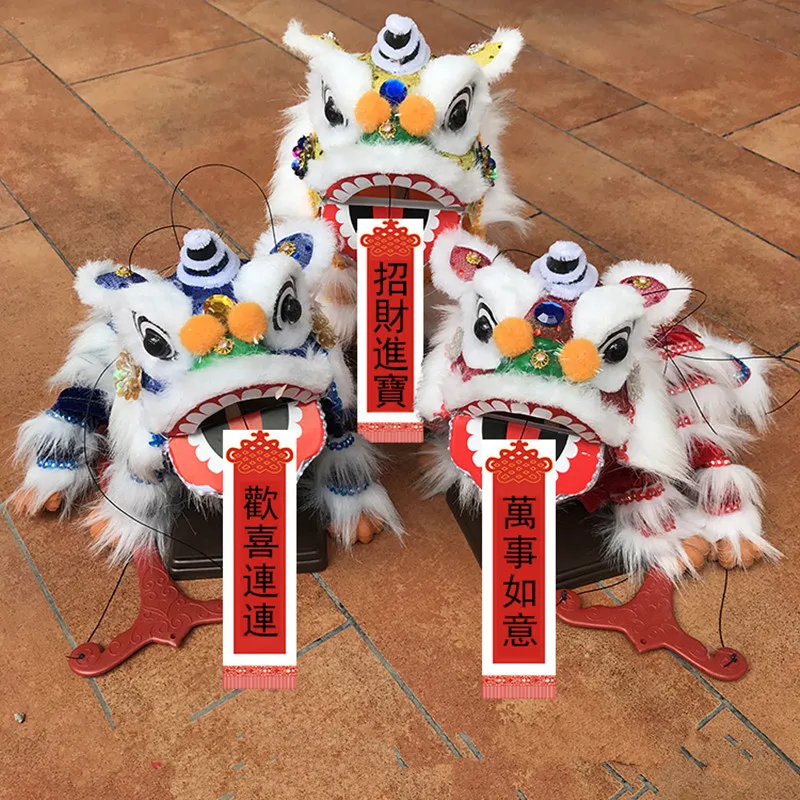 Model Plush Toy Chinese Puppet Lucky Lion Marionette Lion Dance Traditional Handicraft Performing Props Gift Room decoration