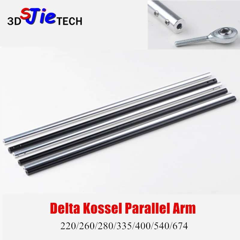 

3D Printer aluminum alloy Diagonal Push Rod Arm silver/black bearing carbon rod Fisheye for Rostock Delta Kossel Mini