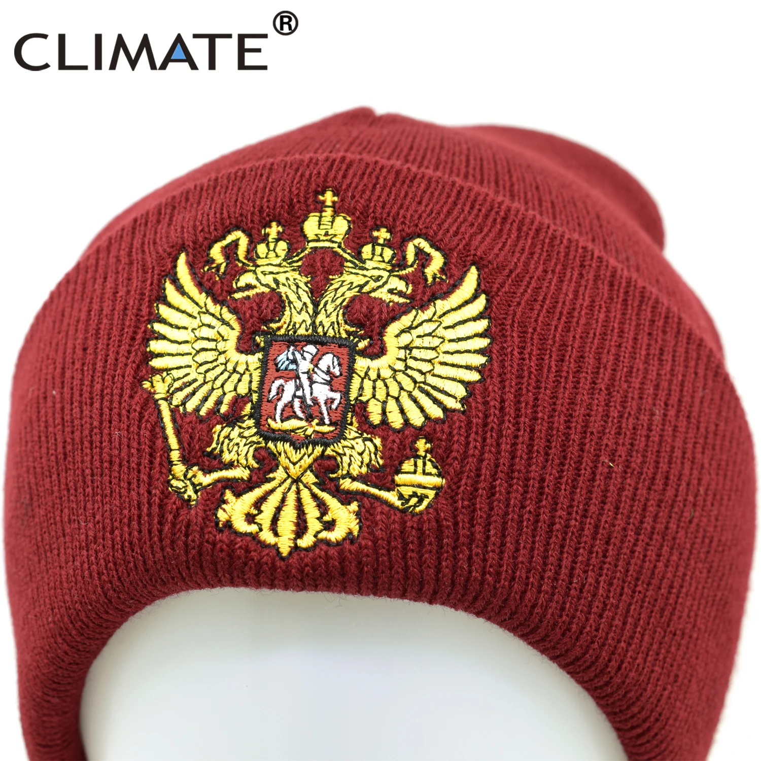 CLIMATE Men Russia Beanie Hat Russian Emblem Winter Beanie National Day Skullies Men Women Warm Knitted Hats Cap for Men Women