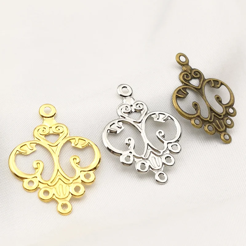 

30 шт. 31*24 мм золотого цвета/античная бронза/белый K металлические филигранные цветы ломтик подвески подвеска основа DIY компоненты для изготовления ювелирных изделий