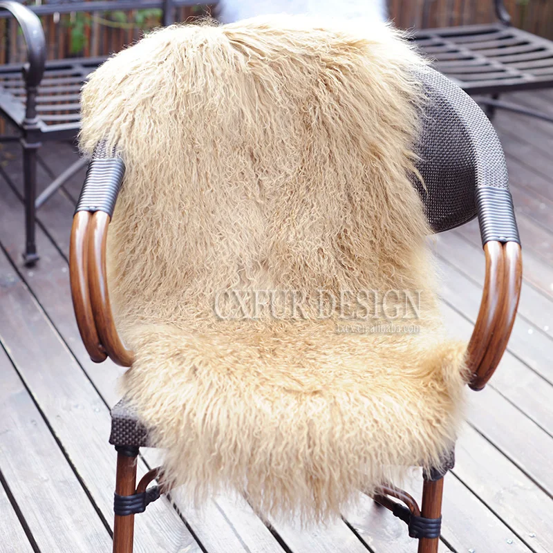 CX-D-24E Solid Mongolian Lamb Fur Blankets Great Quality Warm Real Fur Carpet