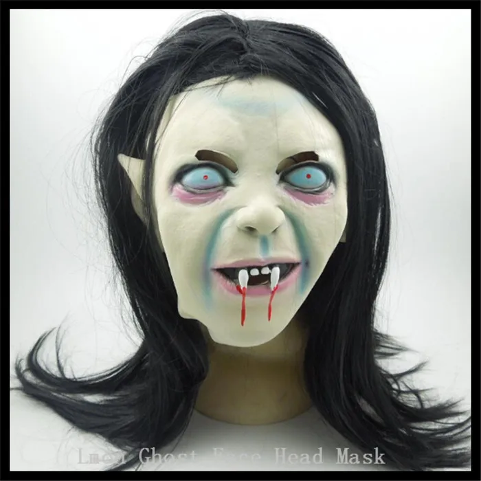 Hot Sale Halloween Cosplay Party Scary Mask Halloween Toothy Zombie Bride With Black Hair Horror Ghost Mask in stock