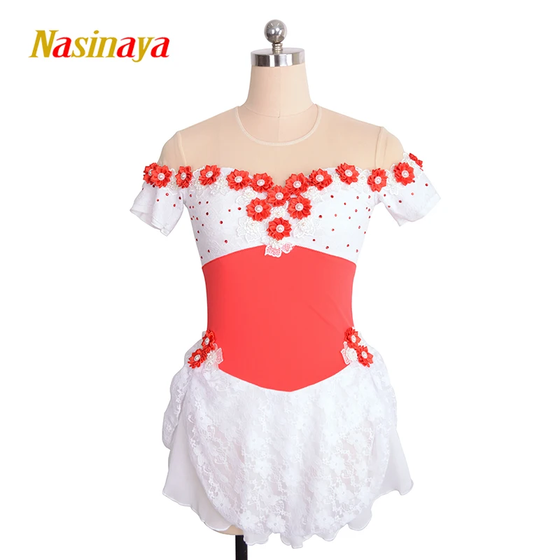 Figure Skating Costume Dress Customized Competition Women's Children's Rhythmic Gymnastics Performance White Lace Dress