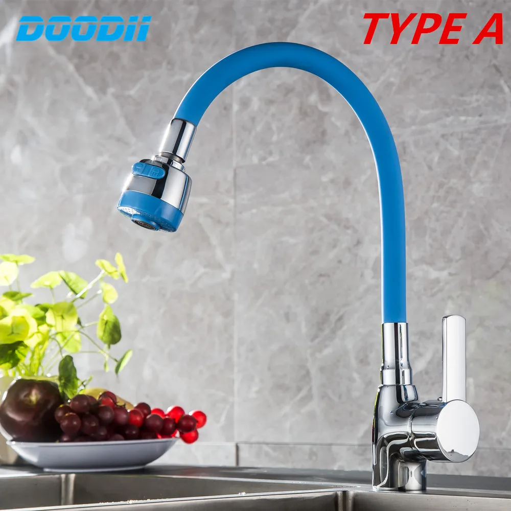 Business Style Silica Gel Nose Any Direction Rotating Kitchen Faucet Cold and Hot Water Mixer Torneira Cozinha Single Handle Tap