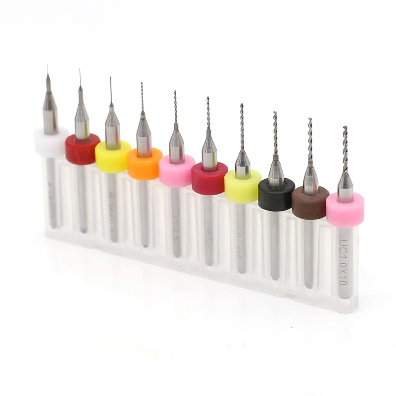 Hangxin 0.1-1.0mm 텅스텐 카바이드 pcb 드릴 10 pcs 나무 하드웨어 쥬얼리 드릴링 전동 공구 드릴 라우터 액세서리