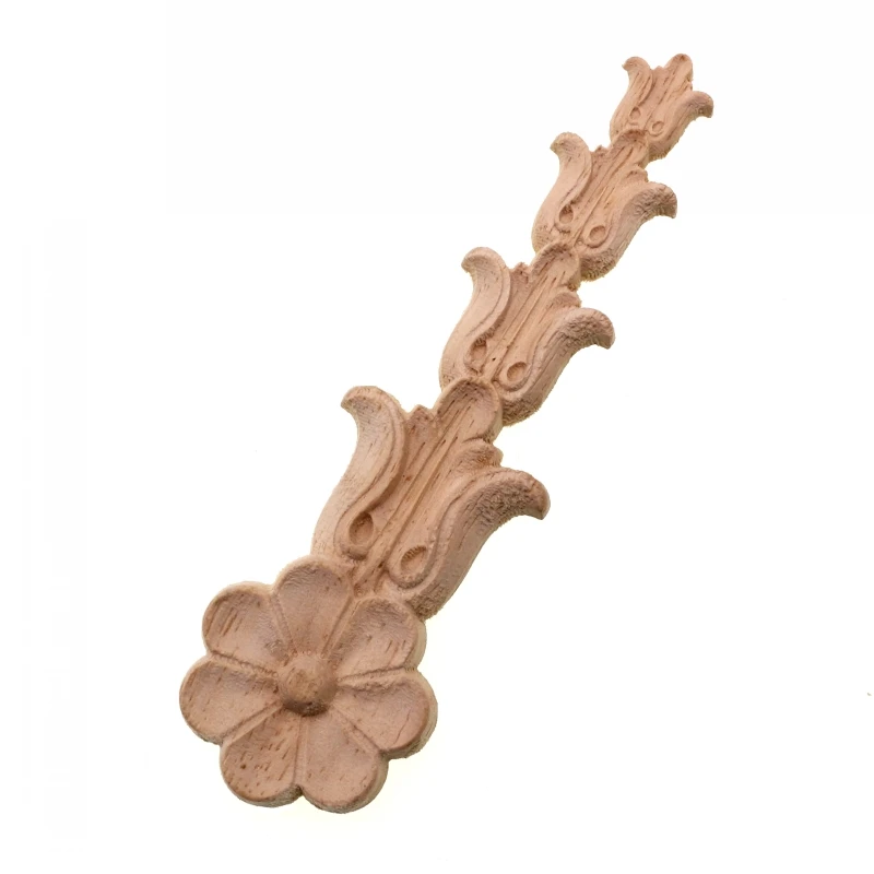RUNBAZEF Solid Wood Applique Woodcarving European-style Carved Vertical Long Flower Tablet Home Decoration Accessories Ornaments