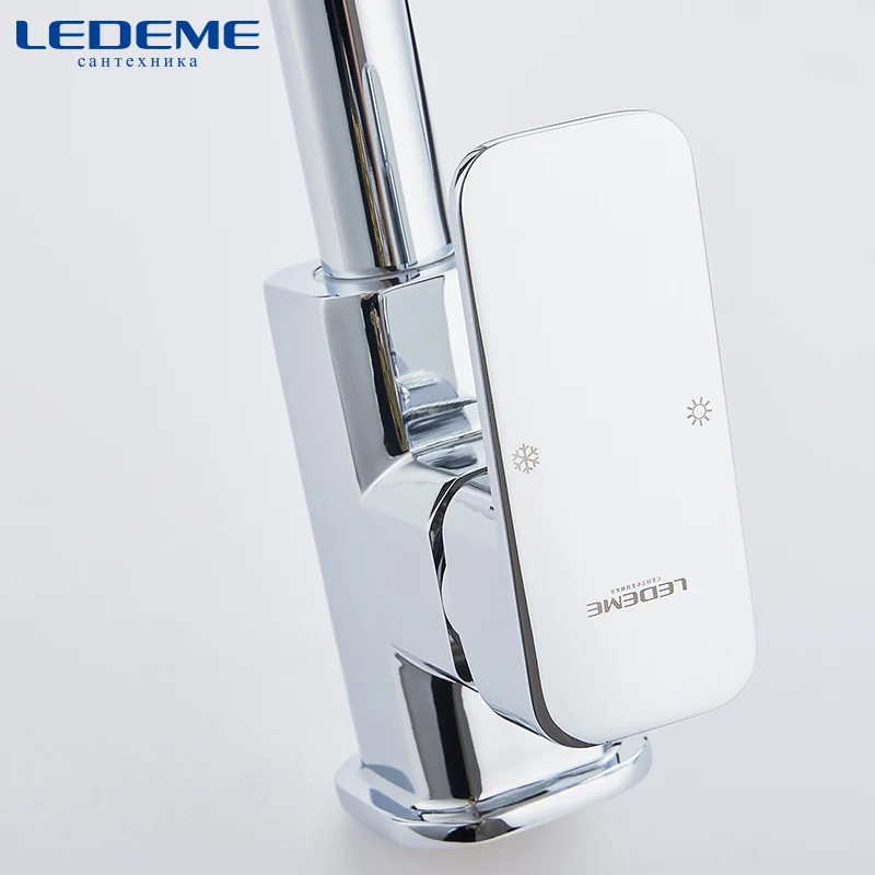 LEDEME Küche Wasserhahn 360 Grad Rotation Regel Form Gebogen Outlet Rohr Wasserhahn Waschbecken Sanitär Hardware Messing Waschbecken Wasserhahn L4033-2