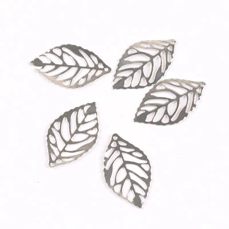 50Pcs Metal Crafts Filigree Leaves Wraps Connectors Embellishments For DIY Home Decor Handicraft Scrapbooking 23x14mm YK0751