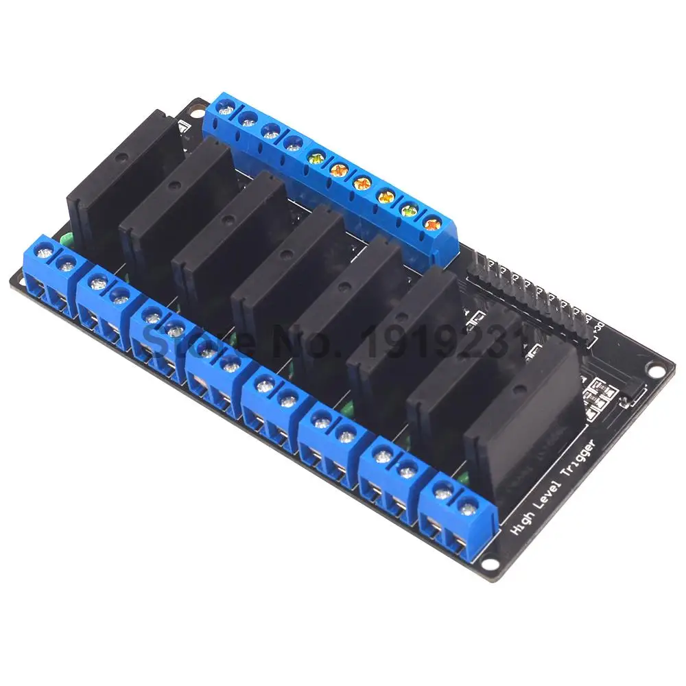 5V 12V 24V 3-24V 8 Channel Solid State Relay Module High Level Trigger DC-AC/DC-DC  250V 2A Output with Resistive Fuse