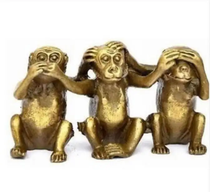 Copper Statue Three wise monkeys hear see speak no evil 3 monkey