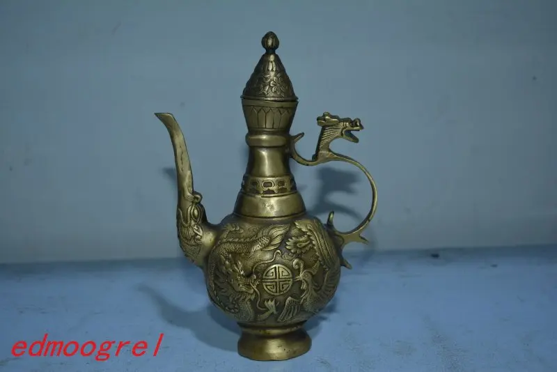 

Very rare Ming Dynasty (XuanDe1398--1435)copper dragon&phoneix teapot,Decoration